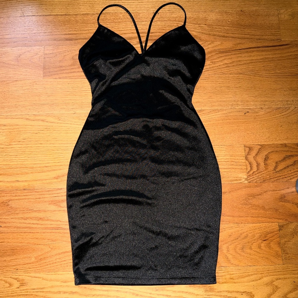 Elegant Black Spaghetti Strap bodycon dress